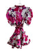 Celia Size XS Purple, Pink & White Cotton Abstract Floral Half Puff Sleeve Dress Purple, Pink & White / XS