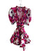 Celia Size XS Purple, Pink & White Cotton Abstract Floral Half Puff Sleeve Dress Purple, Pink & White / XS