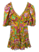 Love The Label Size XS Marigold Yellow & Multi Cotton Botanical Tie Detail Dress Marigold Yellow & Multi / XS