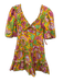 Love The Label Size XS Marigold Yellow & Multi Cotton Botanical Tie Detail Dress Marigold Yellow & Multi / XS