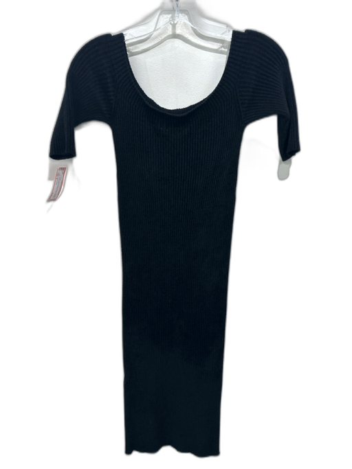 Helmut Lang Size S Black Viscose Blend Ribbed Knit Soft Off Shoulder Dress Black / S