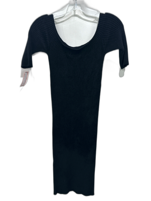 Helmut Lang Size S Black Viscose Blend Ribbed Knit Soft Off Shoulder Dress Black / S