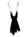 Free People Size XS Black Cotton Mini Backpack Spaghetti Strap Tassels Dress Black / XS