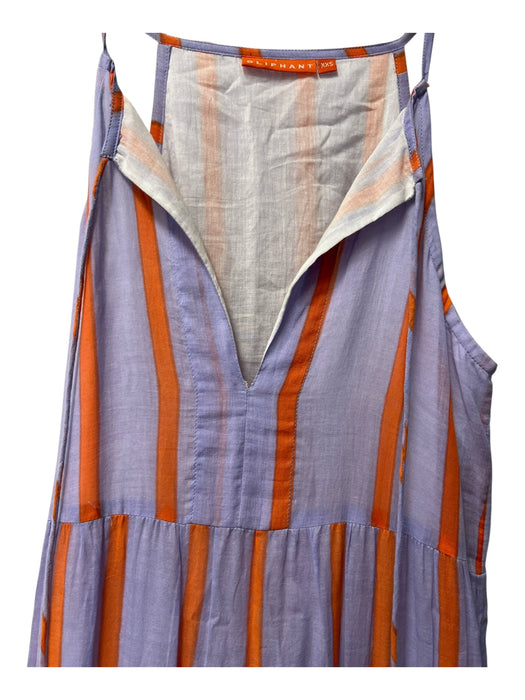Oliphant Size XXS Lavender & Orange Cotton Tie V Neck Sleeveless Dress Lavender & Orange / XXS