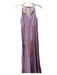 Oliphant Size XXS Lavender & Orange Cotton Tie V Neck Sleeveless Dress Lavender & Orange / XXS