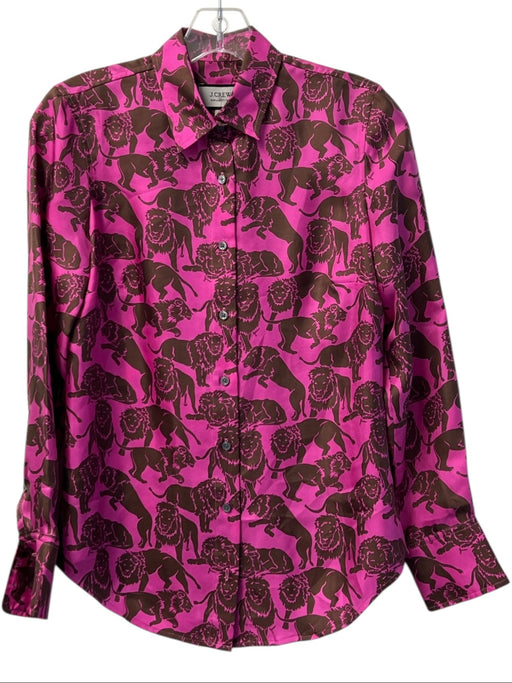J Crew Collection Size 00 Fuschia & Brown Silk Collared Buttondown Top Fuschia & Brown / 00