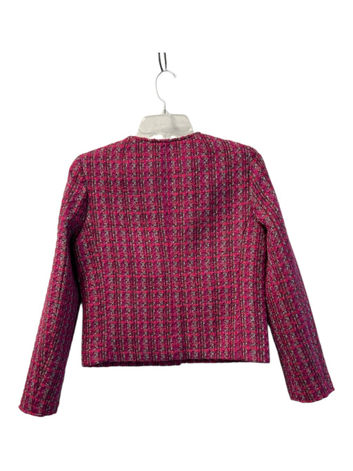 J Crew Size 0 Magenta Polyester Tweed Round Neck Long Sleeve Button Down Jacket Magenta / 0