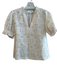 THML Size XS Ivory Cotton Eyelet Short Puff Sleeve Round split neck Top Ivory / XS
