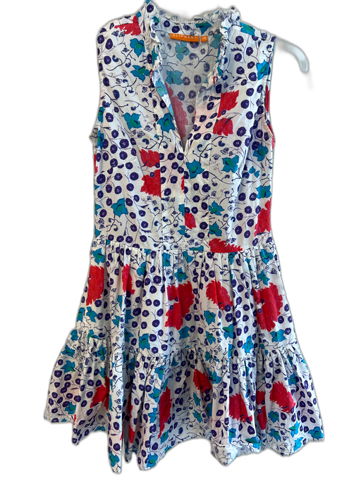 Oliphant Size XXS Red, Blue & Purple Cotton All Over Print Sleeveless Dress Red, Blue & Purple / XXS