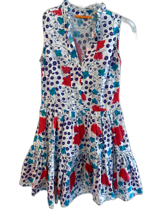 Oliphant Size XXS Red, Blue & Purple Cotton All Over Print Sleeveless Dress Red, Blue & Purple / XXS