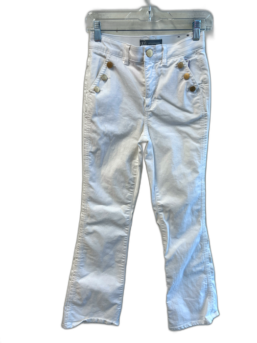 Wit & Wisdom Size 0P White Cotton Blend goldtone hardware Zip Fly Flare Jeans White / 0P