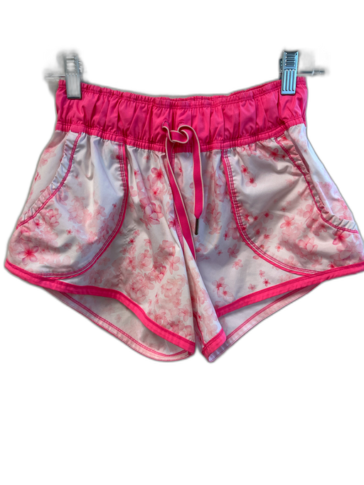Lululemon Size 6 Pink & White Polyester Floral Tie at Waist Seam Detail Shorts Pink & White / 6