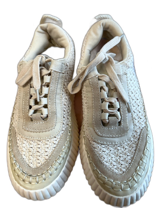 Dolce Vita Shoe Size 7 Beige Fabric & Leather Almond Toe Low Top Lace Up Shoes Beige / 7