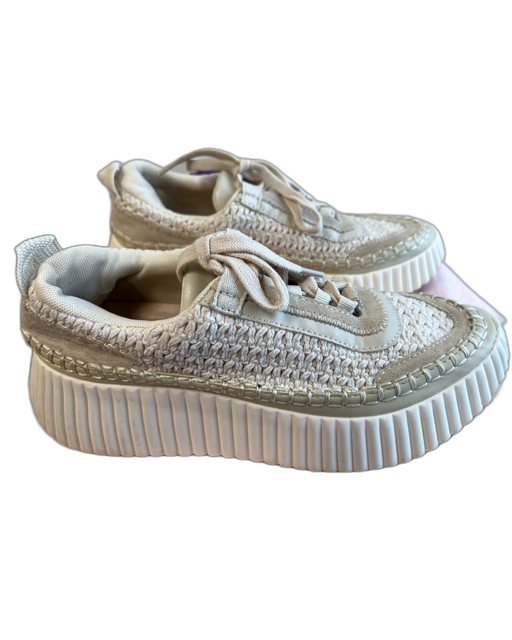 Dolce Vita Shoe Size 7 Beige Fabric & Leather Almond Toe Low Top Lace Up Shoes Beige / 7