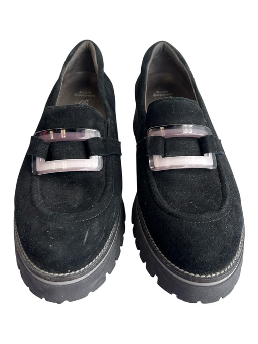 Softwaves Shoe Size 40 Black Suede Loafer Almond Toe Lug Sole Block heel Loafers Black / 40