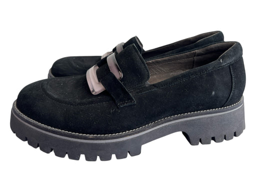 Softwaves Shoe Size 40 Black Suede Loafer Almond Toe Lug Sole Block heel Loafers Black / 40
