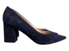 Marc Fisher Shoe Size 9 Navy Blue Suede Pointed Toe Block Heel Solid Heels Navy Blue / 9