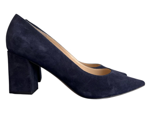Marc Fisher Shoe Size 9 Navy Blue Suede Pointed Toe Block Heel Solid Heels Navy Blue / 9