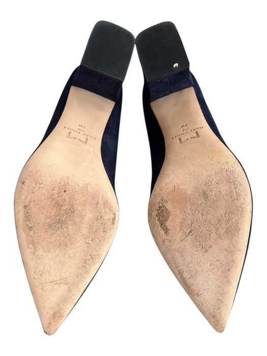 Marc Fisher Shoe Size 9 Navy Blue Suede Pointed Toe Block Heel Solid Heels Navy Blue / 9