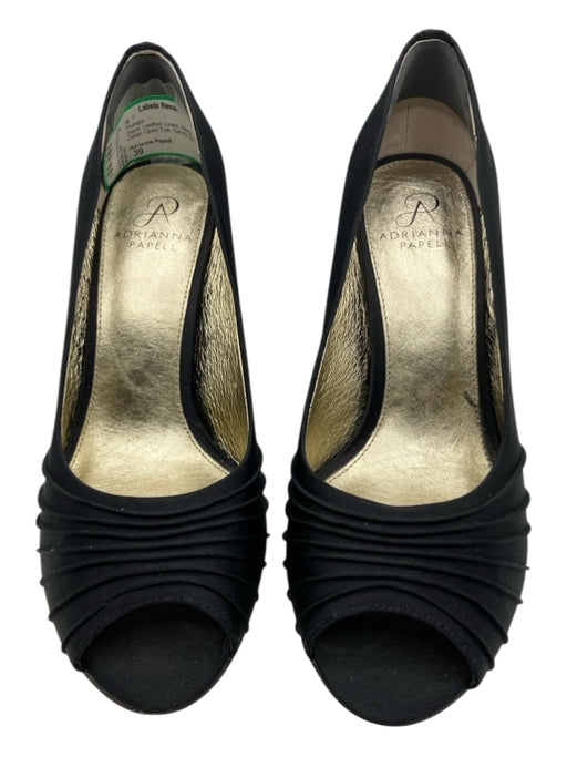Adrianna Papell Shoe Size 39 Black Leather Lined Stiletto Gathered Detail Pumps Black / 39
