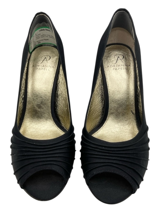 Adrianna Papell Shoe Size 39 Black Leather Lined Stiletto Gathered Detail Pumps Black / 39
