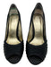 Adrianna Papell Shoe Size 39 Black Leather Lined Stiletto Gathered Detail Pumps Black / 39