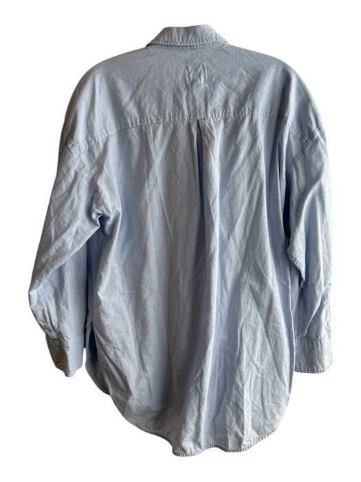Maeve Size XS Blue Linen & Cotton Collared Button Up Long Sleeve Top Blue / XS