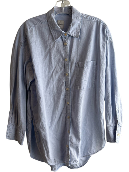 Maeve Size XS Blue Linen & Cotton Collared Button Up Long Sleeve Top Blue / XS