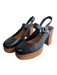Kork-Ease Shoe Size 9 Black Leather Open Back Platform Round Toe Shoes Black / 9