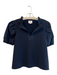 Sundays Size Small Navy Cotton Blend round split neck Short Sleeve Top Navy / Small