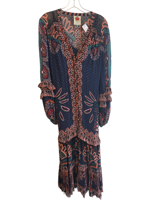 Farm Rio Size Medium Navy & Multi No Fabric Tag Abstract Print Pockets Dress Navy & Multi / Medium