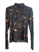 The Kit. Size Medium Charcoal & Multi Cotton Blend Long Sleeve Turtle Neck Top Charcoal & Multi / Medium