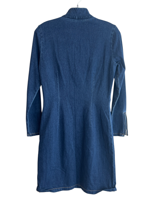 J Mclaughlin Size Small Dark denim Cotton Blend Half Zip High Collar Dress Dark denim / Small