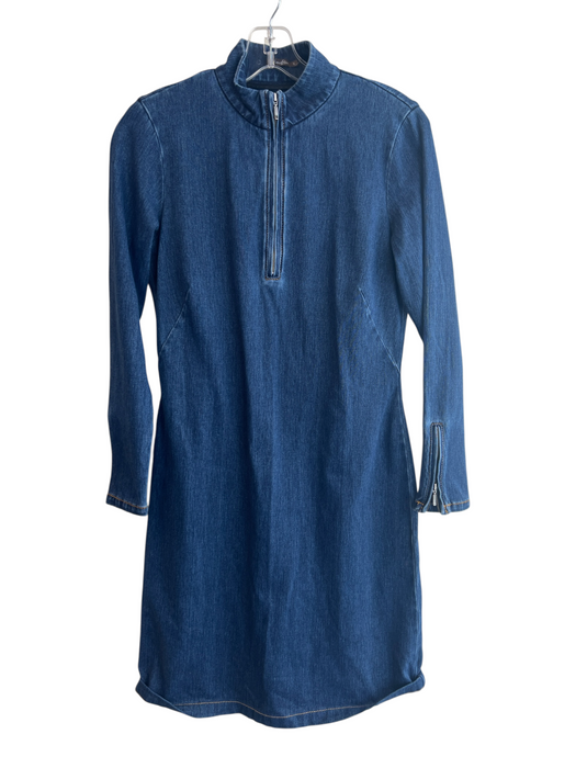 J Mclaughlin Size Small Dark denim Cotton Blend Half Zip High Collar Dress Dark denim / Small
