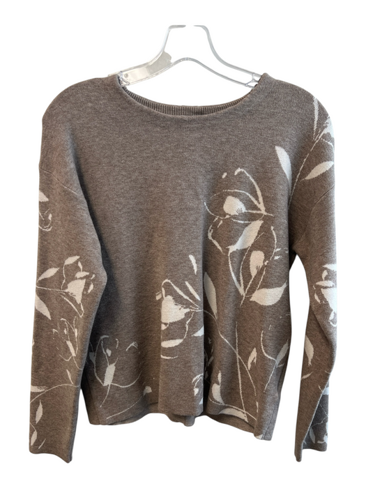 Joie Size M Grey & Cream Rayon Blend Crew Neck Button Down Long Sleeve Sweater Grey & Cream / M