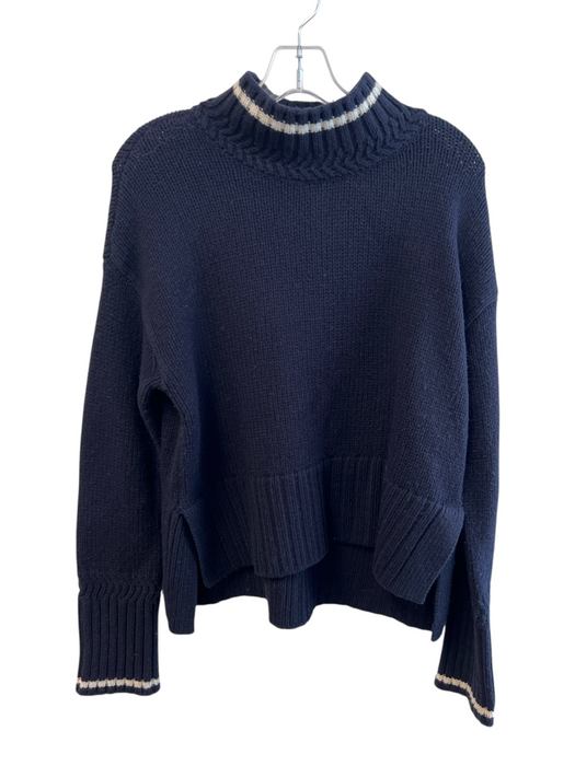 Veronica Beard Size M Navy & white Wool Blend Knit High Neck Long Sleeve Sweater Navy & white / M