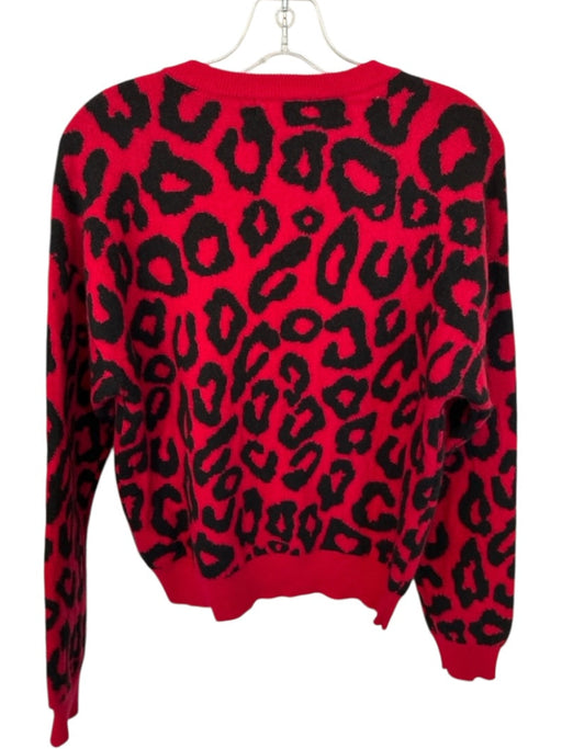 Aqua Size M Red & Black Cashmere Long Sleeve Animal Print Knit Sweater Red & Black / M