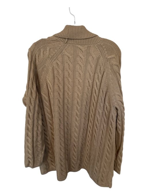 Talbots Size 1X Camel Wool Long Sleeve Cable Knit Open Front Sweater Camel / 1X