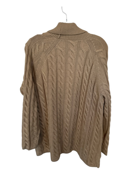Talbots Size 1X Camel Wool Long Sleeve Cable Knit Open Front Sweater Camel / 1X