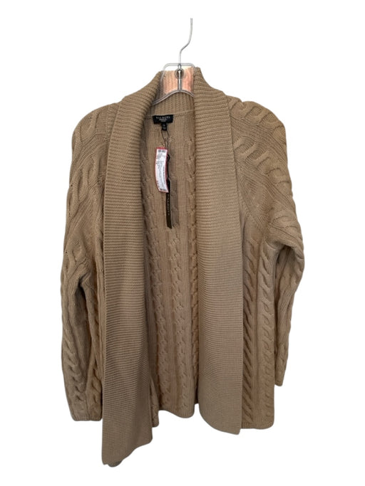 Talbots Size 1X Camel Wool Long Sleeve Cable Knit Open Front Sweater Camel / 1X
