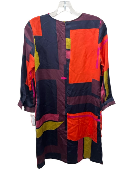 See By Chloe Size 4 Black, Orange & Multi Print Silk Geometric Print Mini Dress Black, Orange & Multi Print / 4