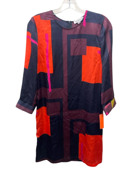 See By Chloe Size 4 Black, Orange & Multi Print Silk Geometric Print Mini Dress Black, Orange & Multi Print / 4
