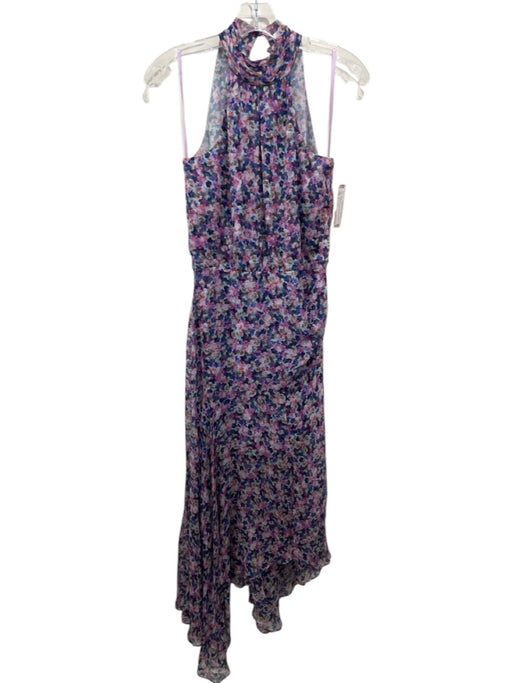 Veronica Beard Size 2 Purple & Multi Silk Abstract Floral Sleeveless Dress Purple & Multi / 2