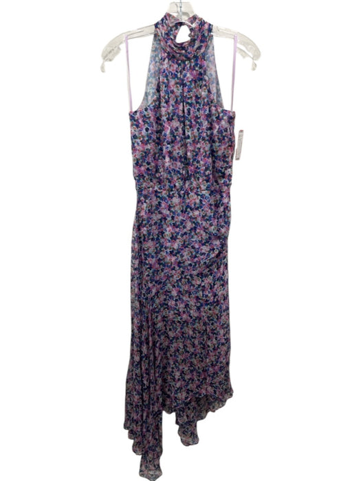 Veronica Beard Size 2 Purple & Multi Silk Abstract Floral Sleeveless Dress Purple & Multi / 2
