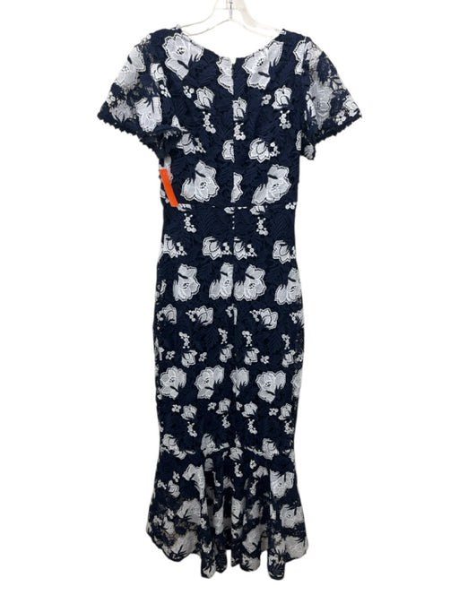 Shoshanna Midnight Size 6 Navy Blue & White Polyester Floral Lace Overlay Dress Navy Blue & White / 6