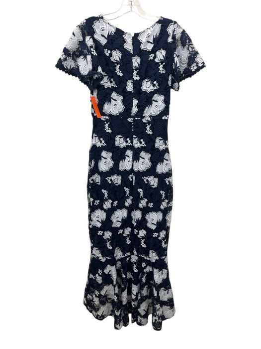 Shoshanna Midnight Size 6 Navy Blue & White Polyester Floral Lace Overlay Dress Navy Blue & White / 6