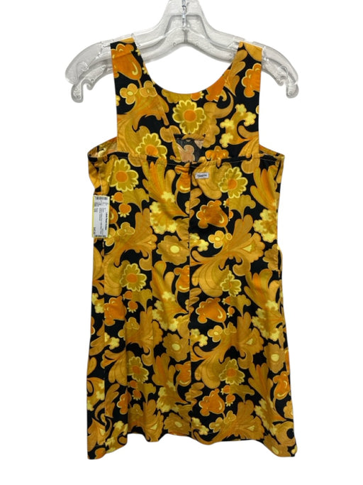 Totem Size 1/S Yellow & Black Print Cotton Blend Floral Abstract Dress Yellow & Black Print / 1/S