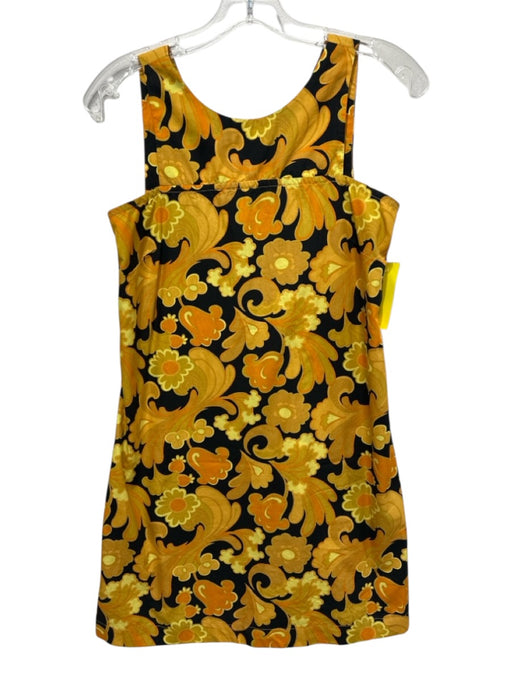 Totem Size 1/S Yellow & Black Print Cotton Blend Floral Abstract Dress Yellow & Black Print / 1/S