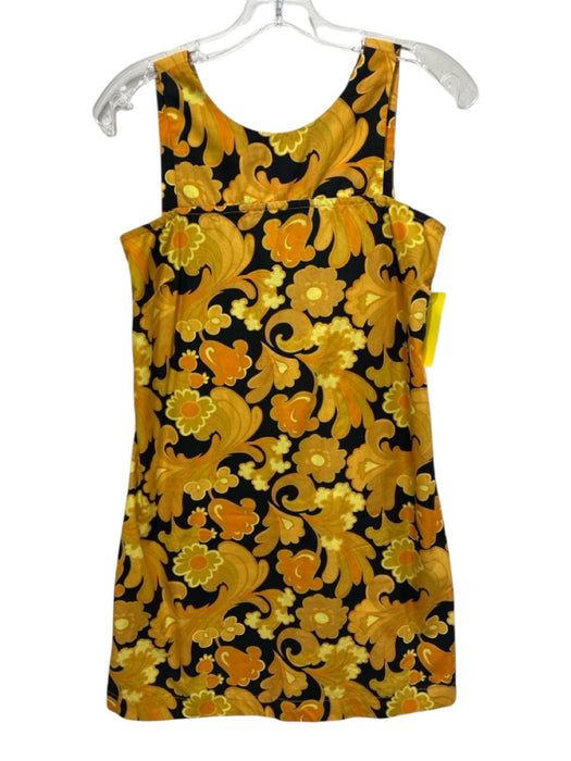 Totem Size 1/S Yellow & Black Print Cotton Blend Floral Abstract Dress Yellow & Black Print / 1/S