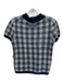 Guest in Residence Size S Blue & White Silk & Linen Short Sleeve Checked Top Blue & White / S